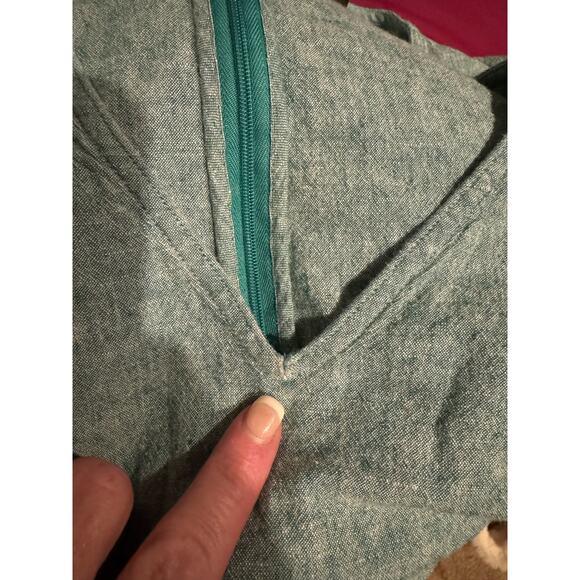 Lane Bryant V neck short Puff-Sleeve Linen Jumpsuit in green size 22 - Picture 9 of 9